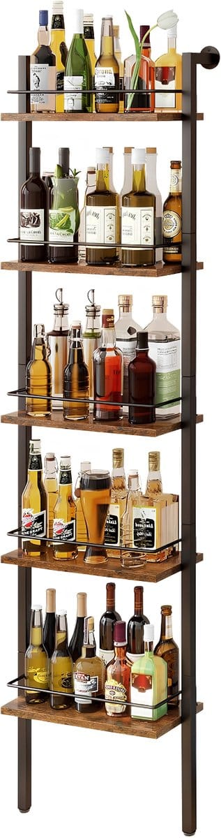 JCP® Wijnrek - 50 Flessen - Wijnrek Muur - Wijnrek Staand - Bruin - 20cm x 43cm x 177cm