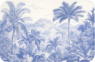 WC mat 60x40 cm - Antislip - Tropisch - Jungle - Blauw - Toiletmat - Vloermat - Douchemat - Toilet tapijt - Toiletmatten