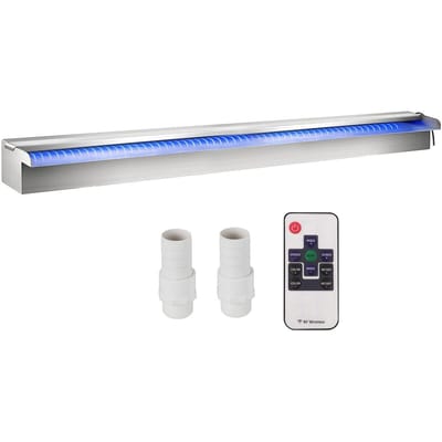 Cascade de piscine à débordement LED colorée en acier inoxydable 120x11,5x8 cm