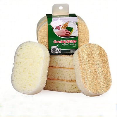 Spons-schuurspons-natuurspons-9-delige schuimrubberen schuursponsjes van loofah - afwassponzen voor in de keuken - Farmhouse Old Loofah Pot Scrubber - 12x8cm