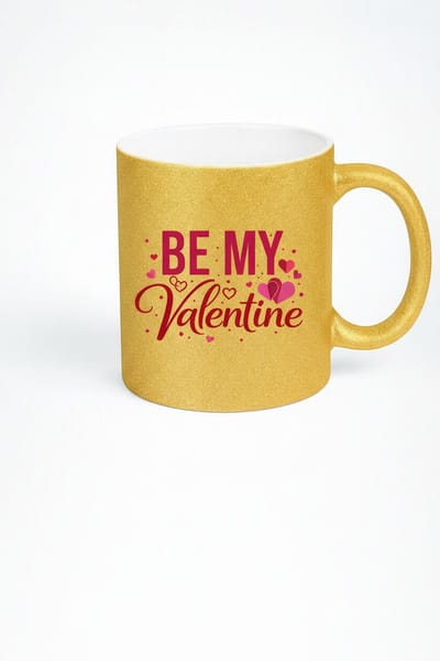 Gouden Glitter Valentijn Mok - "Be My Valentine" - Romantisch Cadeau
