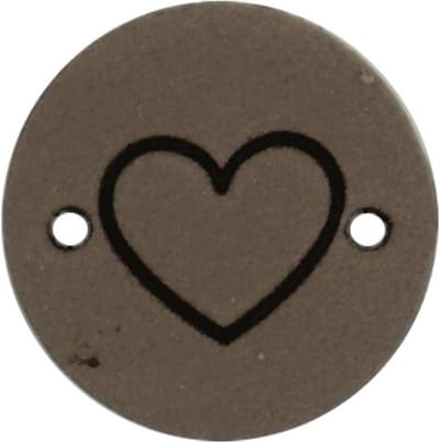 Durable Leren Label met Hartopdruk – 2 cm – Set van 2 Stuks