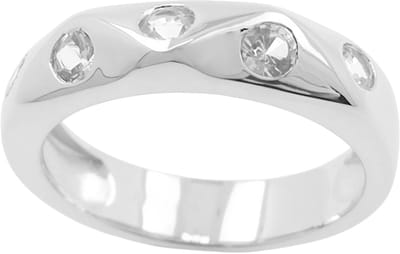 Cavill - Zilveren Ring met 5 Danburiet Kristallen 0,54 ct - 925 Sterling Zilver - Ronde Briljant Slijpsel - Elegante Damesring - Sieraden Zilver