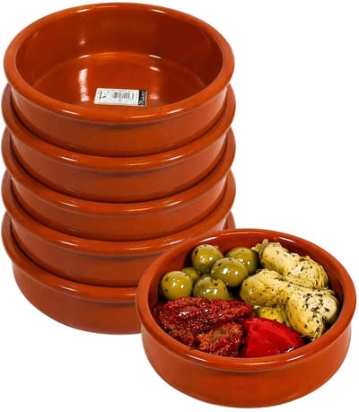 Excellent Houseware Tapas schaaltje Murcia - 6x - creme brulee - terracotta - 18 cm - borrelhapjes serveerschaaltje