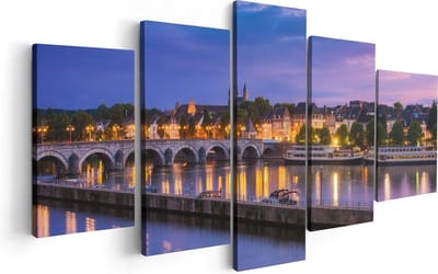 Artaza Canvas Schilderij Vijfluik Maastricht Maas Rivier bij de Sint Servaasbrug - 100x50 - Foto Op Canvas - Canvas Print