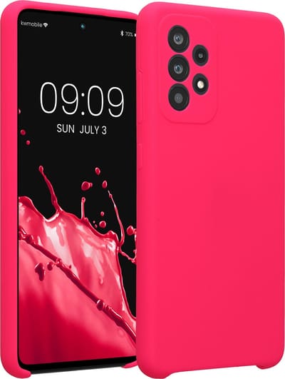 kwmobile telefoonhoesje geschikt voor Samsung Galaxy A52 / A52 5G / A52s 5G - TPU backcover met siliconen coating - Smartphone case in neon roze