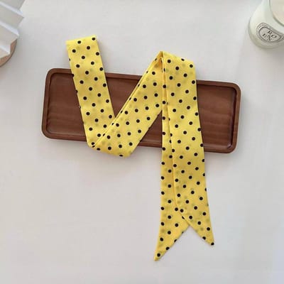 Foulard Étroit en Satin et Soie pour Femme Bandana Imprimé Foulards de Cou Foulard Long Fin en Soie Bandeau pour Cheveux Tête Cou Ruban de Sac Bandeaux 5x140cm yellow