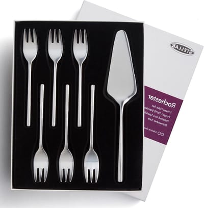 Gebak Bestekset - Taartbestek Set - Feestelijk Dienen - Roestvrij Staal - 7 Delig - Zilverkleurig