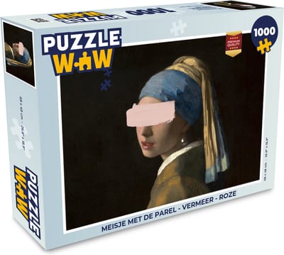 Puzzel Meisje met de parel - Vermeer - Roze - Legpuzzel - Puzzel 1000 stukjes volwassenen