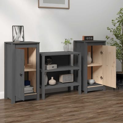 vidaXL - Dressoirs - 2 - st - 39x35x80 - cm - massief - grenenhout - grijs