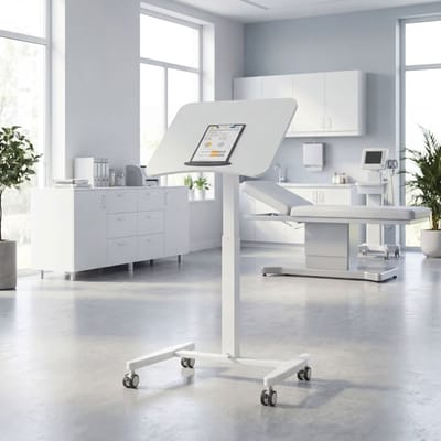 HAUSS SPOLE Laptoptafel - Verstelbaar En Kantelbaar - Verrijdbaar Voor Thuiswerk - Hout - 60,5x52x75-114 Cm - Wit