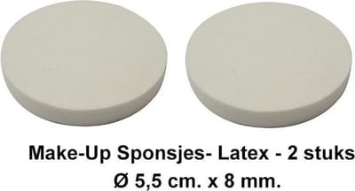 Rojafit Make-up sponsje - Latex - Ø 5,5 cm x 8 mm. - 2 stuks