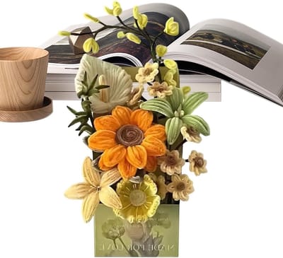 Bloemen Knutselset - Pijpenragers Boeket - Decoratie Maken - Beginnervriendelijk - 20 cm - Zonnebloem