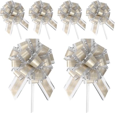 Zilveren Decoratieve Strikken voor Cadeaus - 6 Stuks van 6,3 Inch voor Bruiloften en Feestjes, Perfect voor Cadeauverpakking en Versiering