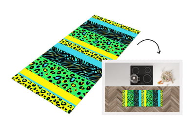 Keukenloper - Loper keuken - Design - Panterprint - Geel - Groen - 120x50 cm - Keukenloper vinyl