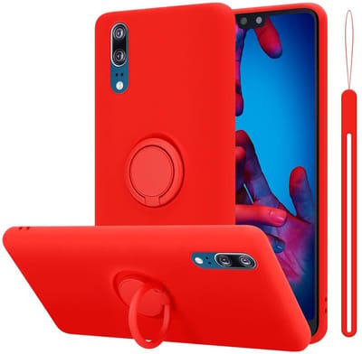 Cadorabo Hoesje geschikt voor Huawei P20 in LIQUID ROOD - Beschermhoes van flexibel TPU silicone Case Cover met ring