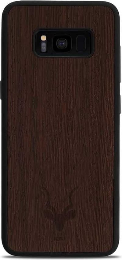 Kudu Samsung Galaxy S8 Plus hoesje case - Houten backcover - Handgemaakt en afgewerkt met duurzaam TPU - Wengé - Zwart