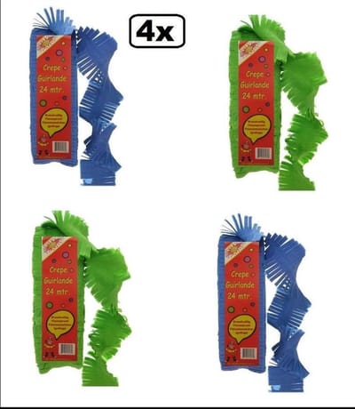 4x Crepe guirlande brandveilig blauw/groen24 meter