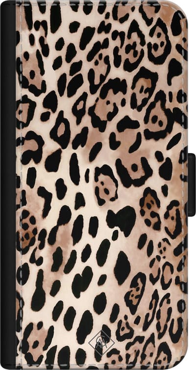 Casimoda® bookcase - Geschikt voor iPhone 12 Mini - Hoesje met pasjeshouder - Luipaard Print - Bruin/beige - Kunstleer
