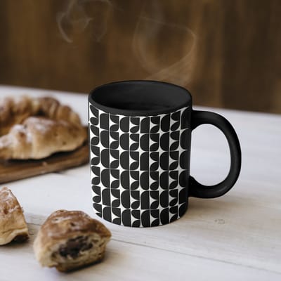 Magische Mok - Foto op Warmte Mokken - Koffiemok - Modern - Geometrisch - Zwart - Magic Mok - Beker - 350 ML - Theemok