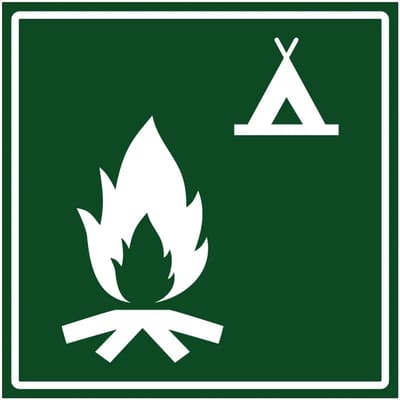 Kampvuurplek sticker | 30 x 30 cm