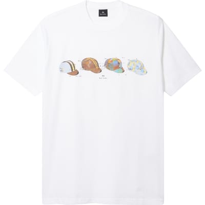 Paul Smith Mens Reg Fit T Shirt Cycling Caps White Maat: XL | T-shirts met Print Outlet | Heren | Wit