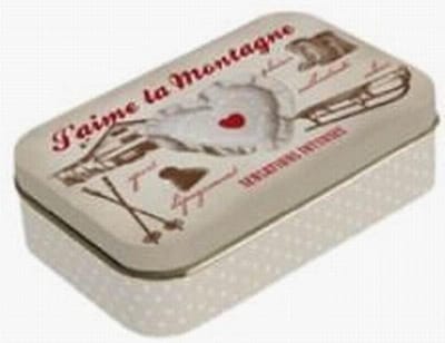 Metalen blik voor zeep J'aime la montagne - Vintage voorraadblik - Franse handzeep - Marseille zeep Marseillezeep