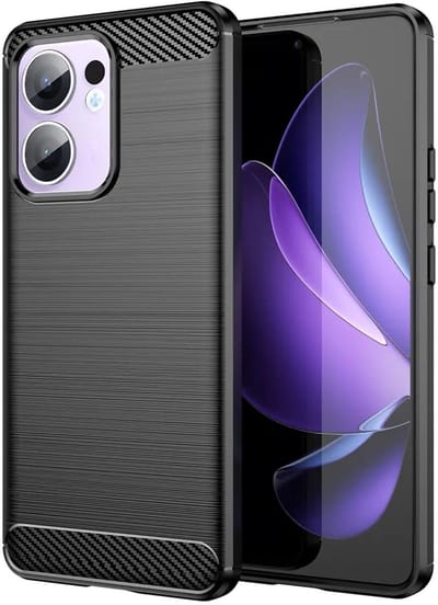 Geborsteld TPU Hoesje Geschikt voor Oppo Reno 13 F | Beschermhoes | Back Cover | Flexibel TPU | Stijlvol Carbon | Dun | Zwart