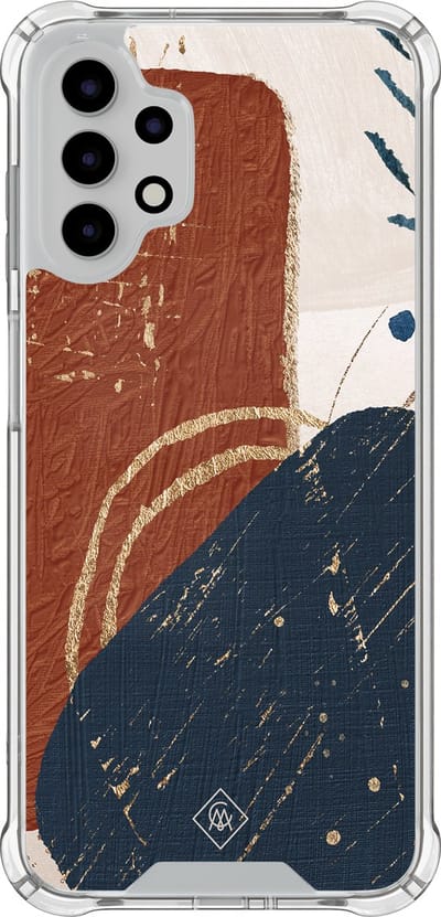 Casimoda® hoesje - Geschikt voor Samsung Galaxy A13 4G - Abstract Terracotta - Shockproof case - Extra sterk - TPU/polycarbonaat - Bruin/beige, Transparant