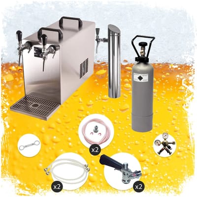 Bierzapinstallatie Onder de Toonbank STREAM 50 Compleetset - 2-Zijdige Droge Koeler, tot 55 l/u, KeyKeg Adapter