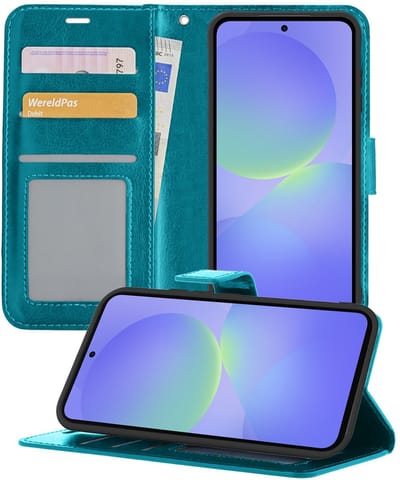 Hoesje - Geschikt voor Samsung Galaxy A36 - Luxe Bookcase - Walletcase Hoes - Portemonnee - Cover - Telefoonhoes - Turquoise