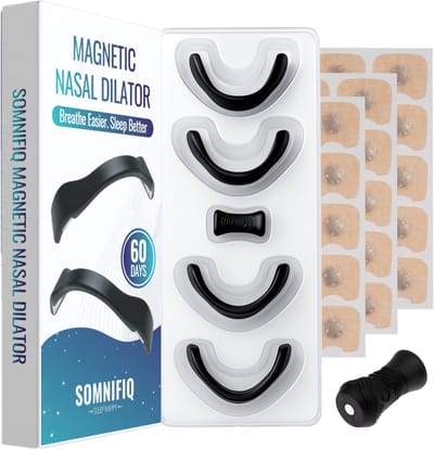 Somnifiq Magnetische Neusstrips - Anti Snurk Neuspleisters tegen Snurken - Herbruikbaar & Magnetisch - 60 Dagen Voorraad - Neusspreider voor Betere Ademhaling