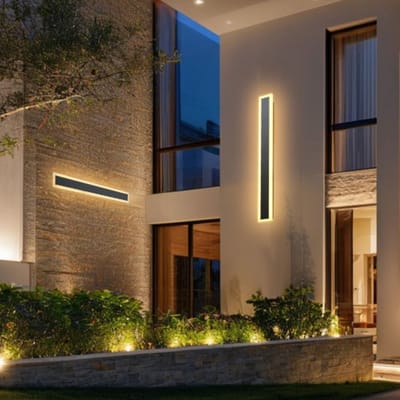 VEVOR Villa Wandlampen, 2-pack, 800 mm lange strips, moderne buitenwandlampen, 3000 K warm wit, IP65 waterdicht, roestvrij, wandlamp, voor huis, veranda, tuin, terras, garage