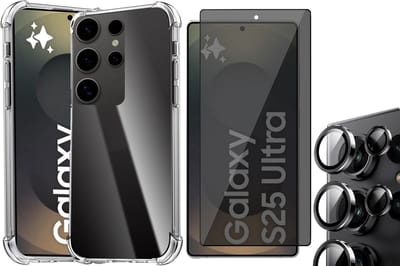 Hoesje geschikt voor Samsung Galaxy S25 Ultra - Privacy Screenprotector Volledig Dekkend Glas & Camera Protector - Shockproof Transparant