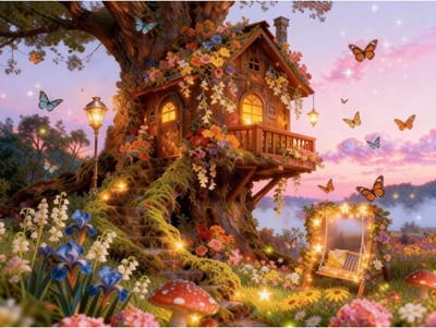 1000 Stukjes Legpuzzle voor Volwassenen - Uitdagende Grote Puzzel - Cadeau voor Puzzelliefhebbers, Magische boomhut (70 x 51 cm) | Harde moeilijke uitdagende grote puzzel, cadeau voor volwassen puzzel