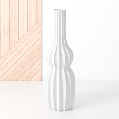 Fleuriek - Hoge vaas Wit - H50 cm - Smalle vloervaas of decoratieve bloemenvaas, gekleurde design vaas van kunststof - Ventserbank vaas