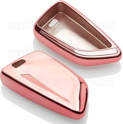 Autosleutel Hoesje geschikt voor BMW - SleutelCover - TPU Autosleutel Cover - Sleutelhoesje Rose Goud Hoogglans