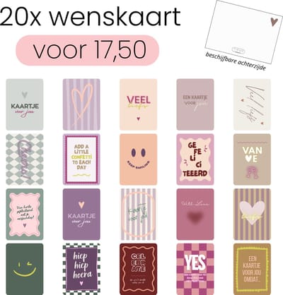 Hoya living - kaarten set - 20 stuks - Set-nr. 5 - 14.8 x 10,5 cm - achterzijde beschrijfbaar - wenskaarten - kaartjes