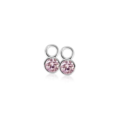ZINZI zilveren oorbedels 7mm rond roze ZICH1486R (zonder oorringen)