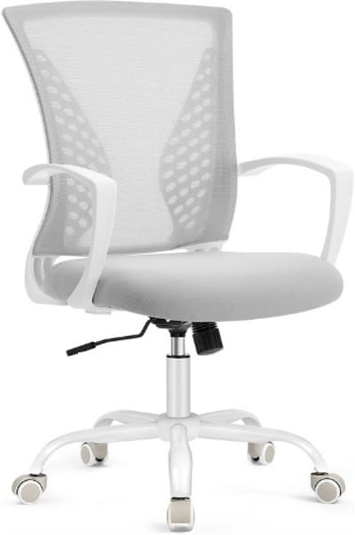SONGMICS Ergonomische Mesh Bureaustoel OBN022GD02 - In Hoogte Verstelbaar - Kantelfunctie - Draaibaar - Ademende Computerstoel Tot 120 Kg - Comfortabele Kantoorstoel In Grijs