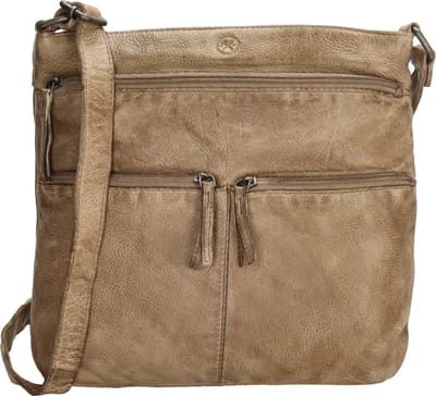Hide & Stitches Paint Rock Crossbody Schoudertas - 100% Leder - Leren Dames Tas - Zand