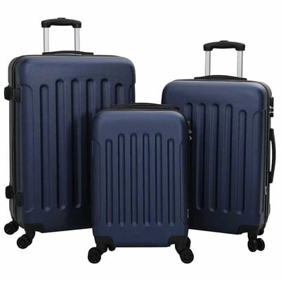 vidaXL - Koffer - met - slot - 3 - st - Donkerblauw - 50 - x - 31 - x - 78 - cm - ABS - Kunststof