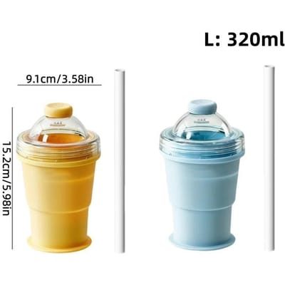 Draagbare Opvouwbare IJsbalkje Beker met Ingebouwd Rietje Drinkbeker Waterfles Voedselkwaliteit Siliconen Ijsblokjesvorm Zomer Buitenbeker 2PCS L
