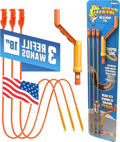 Afvoer Ontstopper - Rioolreiniger Pijp Reiniger - Verstopte Afvoer Verhelpen - 360 Graden Rotatie - 46 cm - Wit