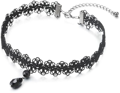 Allecto - Choker voor dames - Gothic stijl - Zwart kant - Tattoo halsketting - Nostalgisch design - Perfect voor feestjes - Trendy accessoire