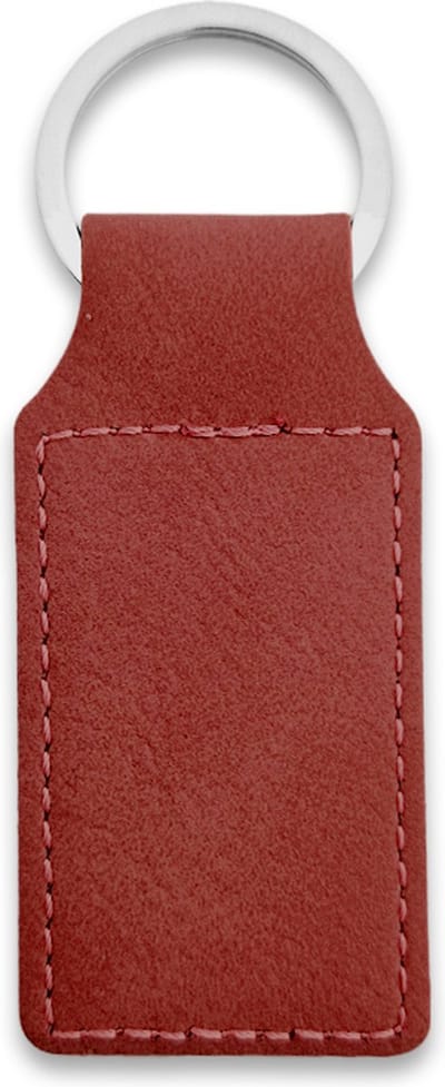CombiCraft Blanco leren sleutelhanger rechthoek 33x70mm bordeaux rood - 5 stuks