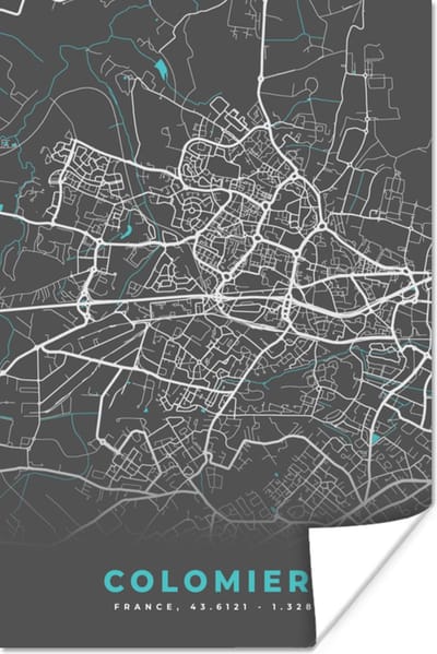 Poster Colomiers - Frankrijk - Stadskaart - Kaart - Plattegrond - 120x180 cm XXL
