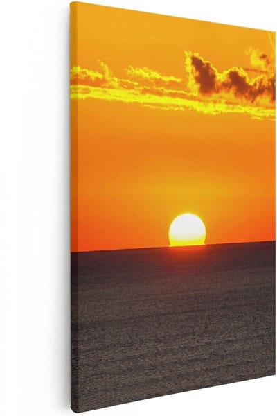 Artaza Canvas Schilderij Zee En Strand - 20x30 cm - Klein - Muurdecoratie Zonsondergang - Wanddecoratie Woonkamer - Schilderijen Op Canvas