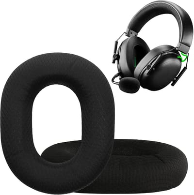 kwmobile 2x oorkussens geschikt voor Razer BlackShark V3 Pro koptelefoon in zwart - Voor over-ear hoofdtelefoon
