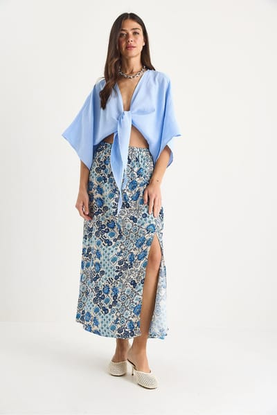 Maxi Rok met Bloemenpatroon en Split